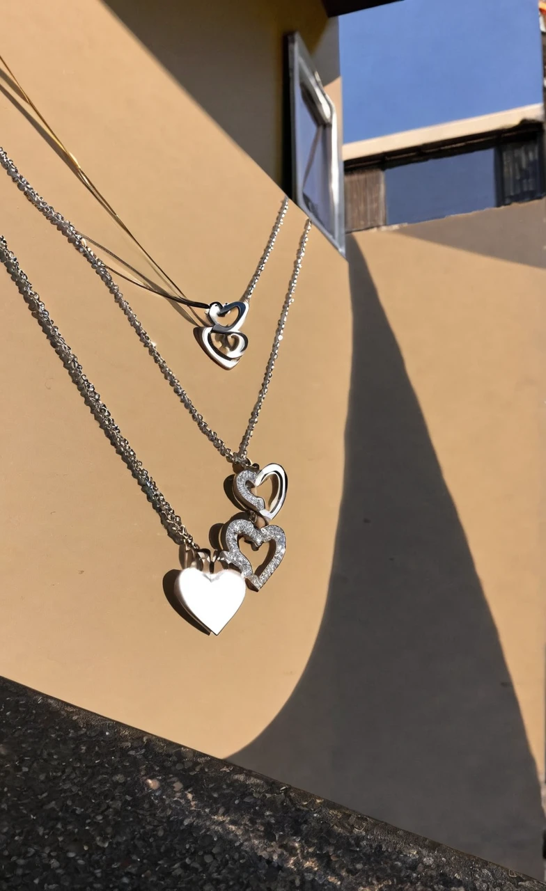 Heart Shaped Couple Necklaces with Initials M. AND