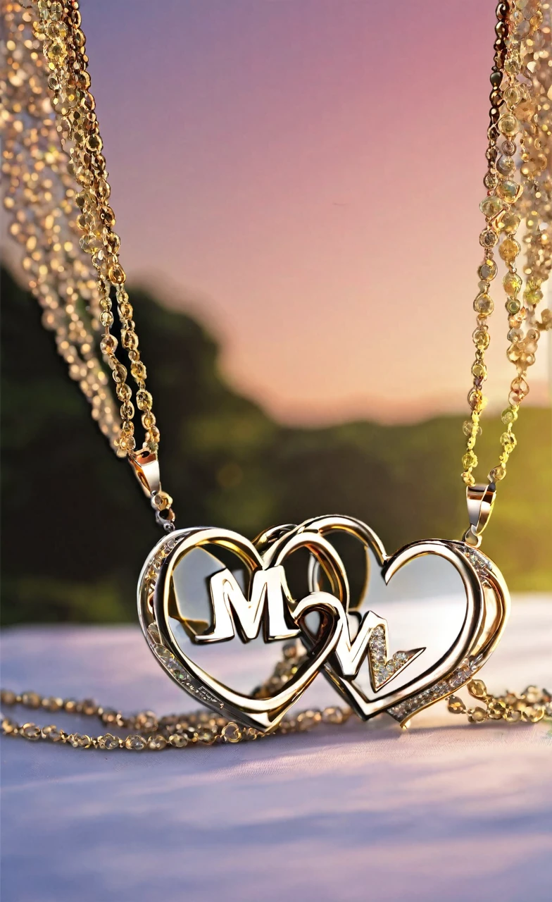 Heart-shaped couple necklaces with the letters M&AND