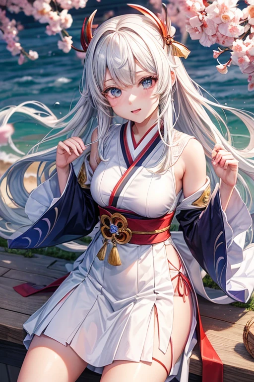 keqing ,genshin impact,anime girl,only at school,day lived,wide, White dress, beautiful, super realistic, high quality