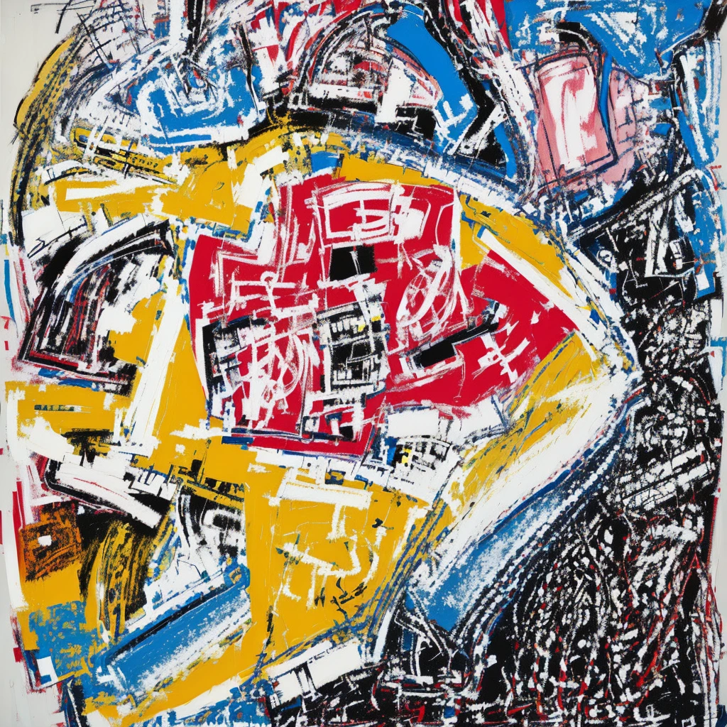 Cut up the painting and reassemble it in Basquiat style