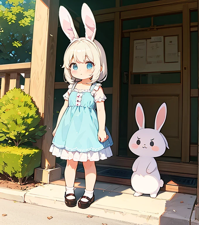 kemono girl, rabbit girl,, cute look, dress