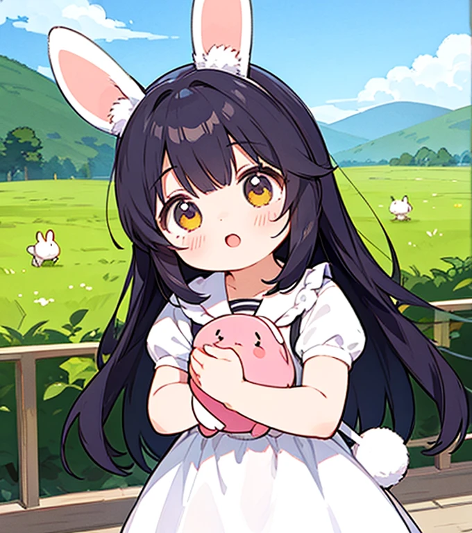 kemono girl, rabbit girl,, cute look, dress