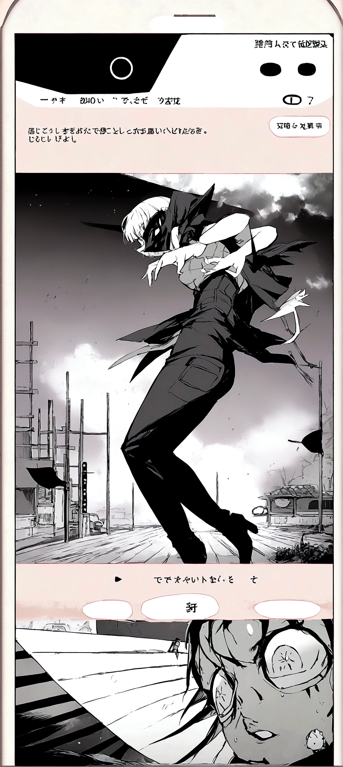 A drawing of a woman with a short skirt and jacket, Carnicero Kaethe, Shohei Otomo, neuromancer molly, molly from the neuromancer novel, in Carnicero Kaethe, black and white manga style, urban girl fanart, By Kentaro Miura, inspired by Tomer Hanuka, anime full body illustration, Black ink line art