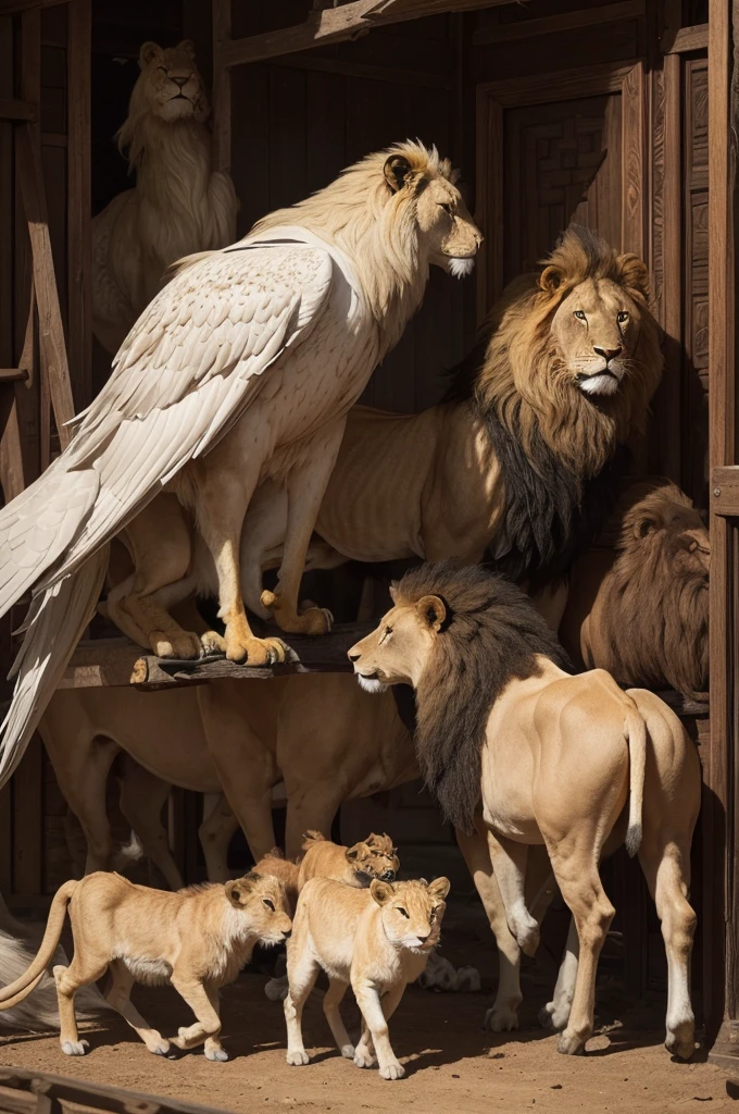 And the first animal was like a lion, and the second animal like a calf, and the third beast had a face like a man, and the fourth animal was like a flying eagle.
And the four animals had, each one for themselves, seis asas, And around, and inside, were full of eyes; and don't rest, neither day nor night, saying: holy, holy, holy é o Senhor Deus, the Almighty, what was it, and that is, and what is to come.