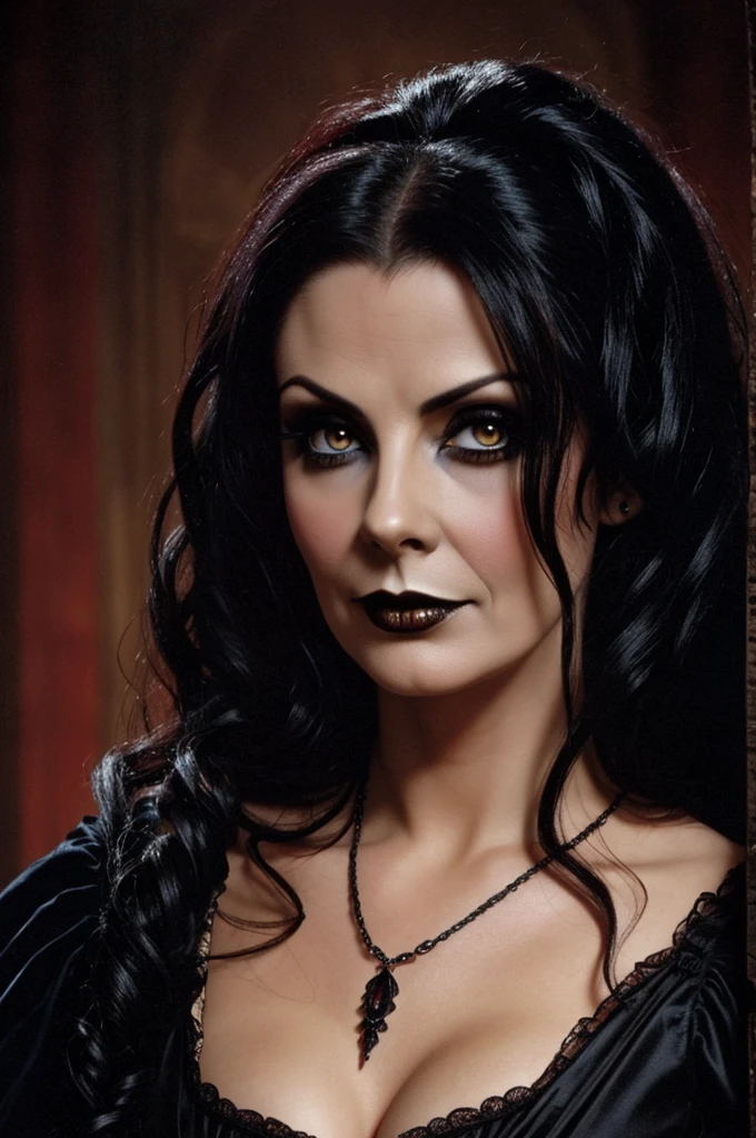 Gothic vampire from the 1830s with the face of actress Linsey Dawn 