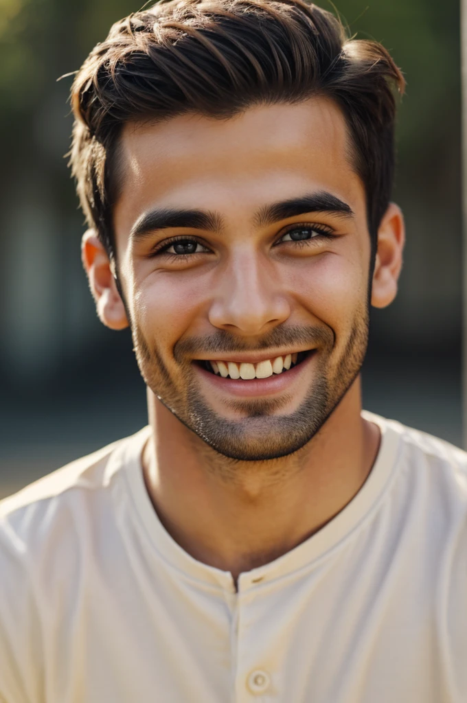 A man in the foreground, of a man, Sweet, little, 20s, adorable face, smiling portrait, cheered up