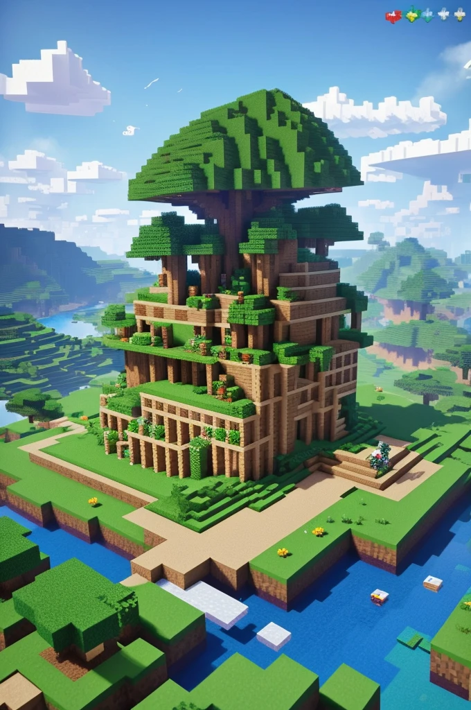 "Imagine a Minecraft world crafted entirely from paper. Visualize the blocky landscapes, from the sprawling green grasslands to the towering paper trees, all made from folded and cut colored paper. The blue paper sky stretches overhead, dotted with fluffy white paper clouds, while a bright yellow paper sun hangs in the horizon. The houses and structures, with their pixelated paper textures, give a sense of a handcrafted diorama, complete with paper animals roaming the fields and paper crafted items scattered throughout."
