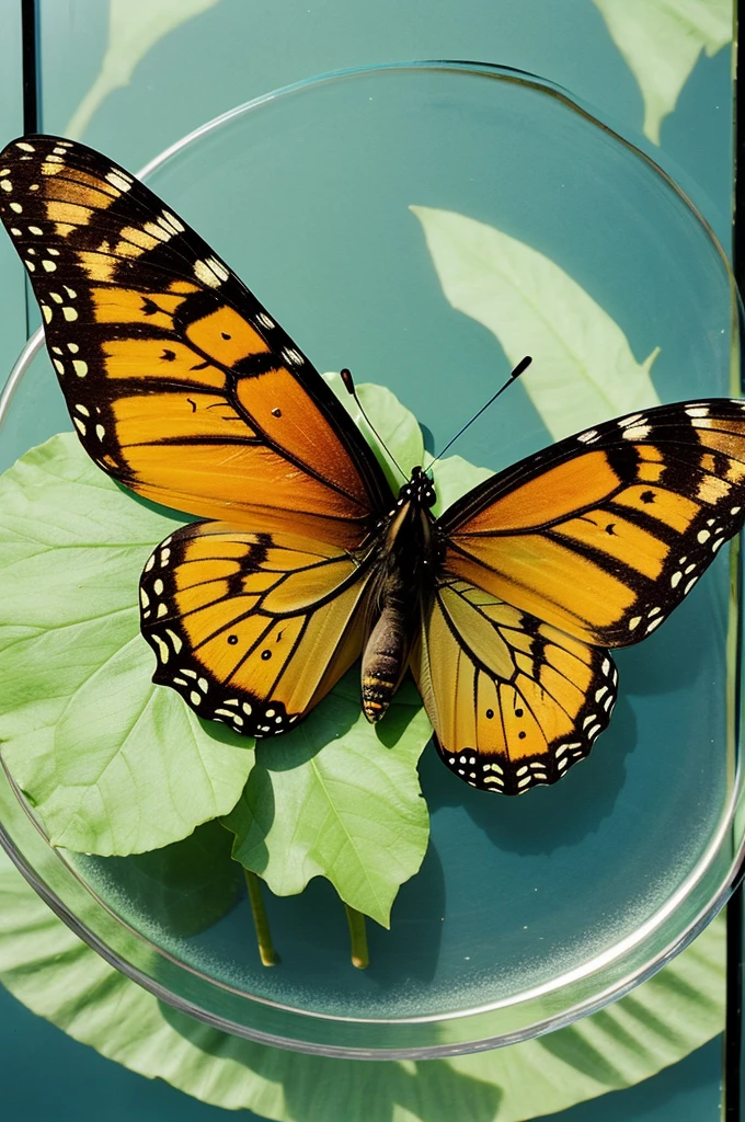 image appears to be a photo of a butterfly on a glass plaque
