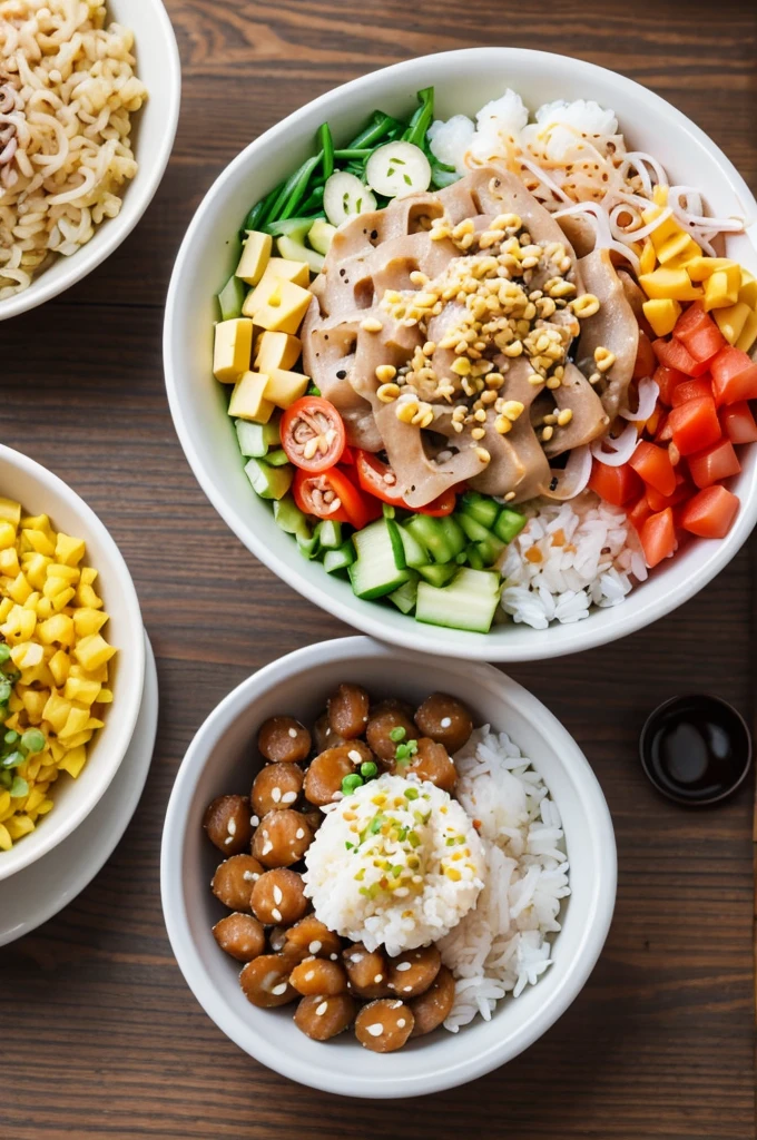 letters that say: Poke Factory and a poke bowl in the background