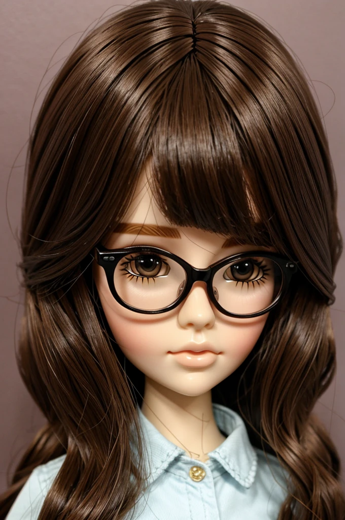 blythe doll with Brown hair and glasses