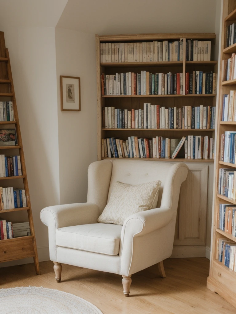 her name is Marie, high quality, 1girl, ((20-year-old fit Caucasian woman)), ((20 years old)), ((fit)), ((pale skin tone)), medium length straight blonde hair , wearing Pastel Lavender Linen Wrap Dress, pose: standing, background: Capture the cozy charm of a local bookstore, with shelves filled with books of all genres, soft lighting, and comfortable reading chairs tucked away in quiet corners.
