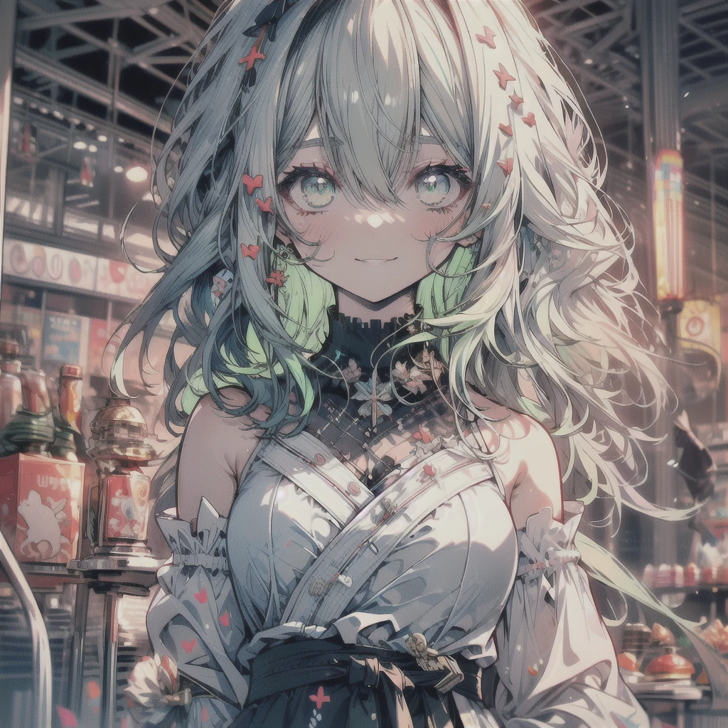 ((masterpiece)), (best quality), expressive eyes, ((perfect face)), highly detailed, heart, (highly detailed eyes), (highly detailed face), ((4K)), ((8K UHD)), (((ultra-high texture quality))),( ultra-high pixel texture), (hyperdetailed), DLSR, RTX, (((HDR))), (Absurdres), ((Japanese text)), (shiny skin), (oily skin), perfect hands, perfect eyes, perfect skin, (((ultra-delicate face))), ((delicate eyes)), double eyelids, beautiful and delicate photo, detailed background, ,
BREAK
(1 cat girl), (cat ears), cat tail , long hair, (neon green hair),cyan hair strand, curly hair, (art supplies) , long straight hair, (light green eyes) ,delicate eyelashes, (big adorable eyes, 🥺), (adult), (mature woman), , (round hips), (small breasts), cute, blushing, (fashion model), (sexy), flirty, (dark red lipstick), (green mascara and eyeliner), (happy, smiling, ☺️, 😳), (excitement) , sneakers, ((smug, laughing))
BREAK
(green sailor Fuku ), sailor fuku, (letter g print design), hair ribbon, sleeveless , (intricate-green sailor Fuku)
BREAK
(green checkered school skirt), skirt, black wooly pantyhose, (intricate-green checkered school skirt)
BREAK
((Looking at viewer)), ((from front)), (90 degrees), ((zoom out)), ((standing on one leg)), (mall), (food stands),shopping mall,clothes shop, (Cute art pieces), studio lightning, lora:add_detail:0.7, (public), (Full background), (lots of kittens)
