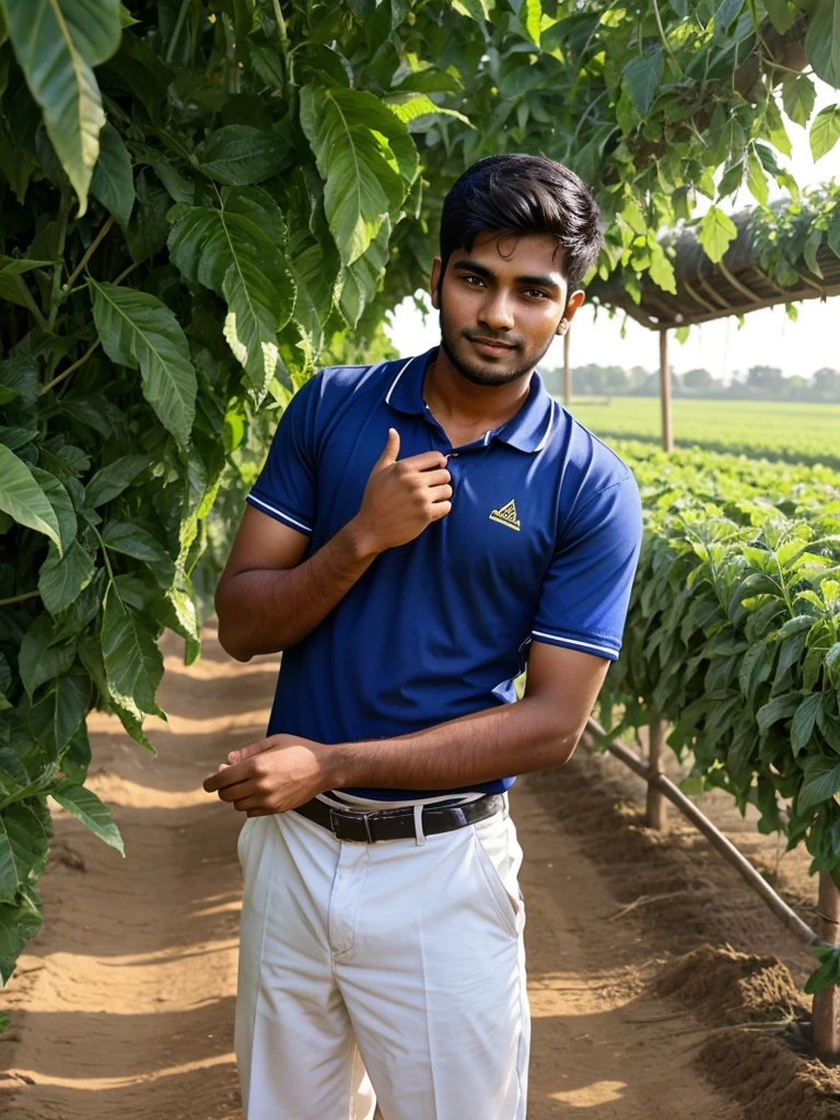 23 years old handsome Indian boy getting his first job in agriculture sector 