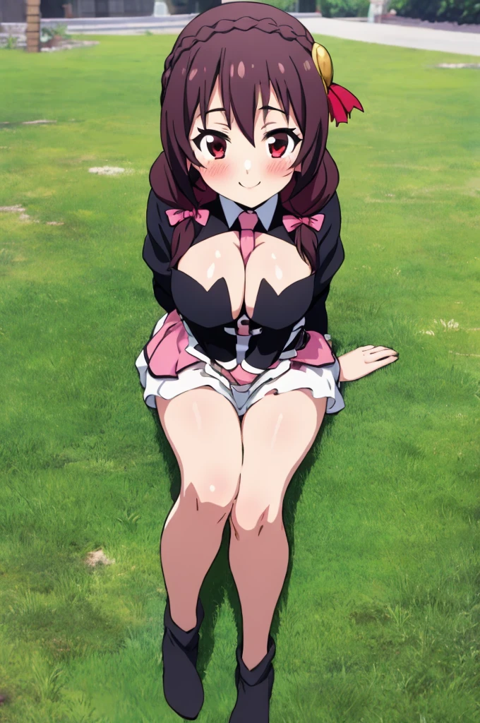 masterpiece, Highest quality, Nico_Yazawa,High resolution, 1 Girl, alone, Brown Hair, short hair, Twin tails、Purple eyes,  , , (Cleavage)、(Beautiful thighs), Carrying a red backpack, (randoseru backpack:1.2) Sweaty、Thick thighs、Highest quality、4K、1girl, 8ars old, lo, cute, grin, （Surrounded by men in the park））、、Thick thighs、Men with their penises out, surrounding a girl、Semen from the penis、Bukkake、Bukkake、（Bukkake）projectile cum、Blowjob、Lots of passersby、Ahegao、low length、、、Handjob、(magical pink girl outfit,frill mini skirt:1.1),(groin:1.1)、、Spread your legs、(embarrassed,blush:1.3)（Handjob）（Blowjob）