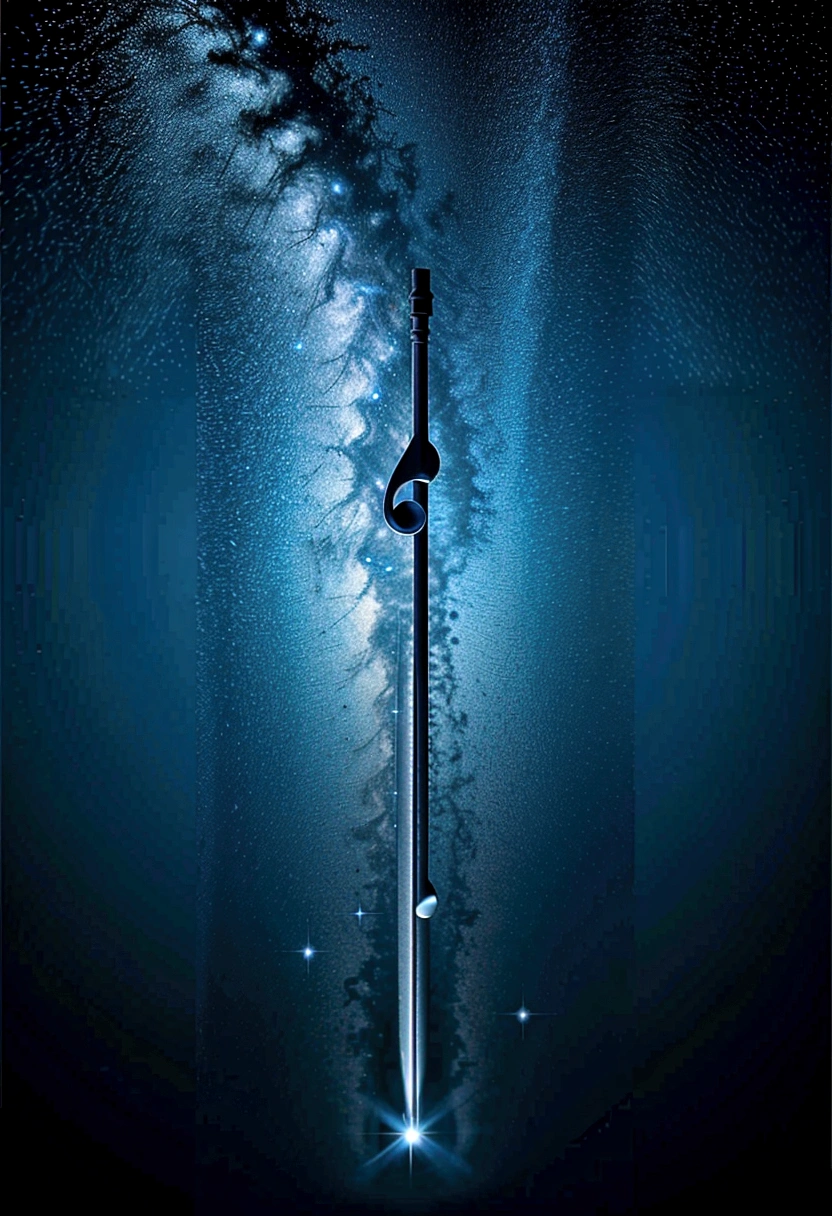 Create a background with a night sky in dark blue tones and with musical notes in place of stars