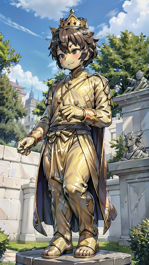 王子的黄金statue,Prince style,Prince costume,宫廷Dress,黄金statue,男孩的黄金statue,带着黄金冠冕的黄金statue,脚边停着一只燕子的黄金statue,金色男孩statue,黄金statue,Dress,Dress,西式宫廷男士Dress,cute男孩,British style,Victorian style,crown,crown,cute,cute,Golden Boy Sculpture,金色男孩statue,黄金statue,佩剑的黄金statue,腰带上挂着配剑的黄金statue,statue,statue,statue,巨大金色statue,巨大金色statue,Outdoor Background,微笑的statue,
