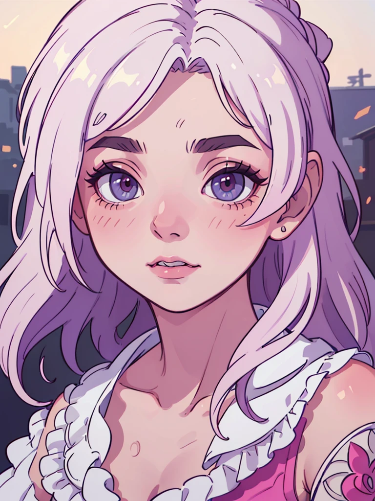 a sexy girl in a pink dress, beautiful detailed eyes, beautiful detailed lips, extremely detailed face and skin, longeyelashes, (best quality,4k,8k,highres,masterpiece:1.2),ultra-detailed,(realistic,photorealistic,photo-realistic:1.37),HDR,UHD,studio lighting,ultra-fine painting,sharp focus,physically-based rendering,extreme detail description,professional,vivid colors,bokeh,portraits,concept artists,warm tones,soft lighting, sexy face