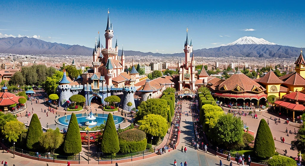 Believe me, a Disneyland layout adapted and located in Santiago de Chile, Chile: taking into account the Main Entrance, Main Street Santiago, Adventureland, Frontierland, Fantasyland, tomorrowland, Children's Park and Shows, Shows and storage location for their inventories; adapting it to taste, traditions and culture of Santiago de Chile, chile and indicated everything in Spanish and more.