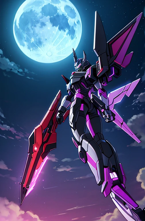Cybertronian wolf, blade tail, moon