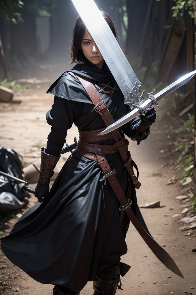 A sword made from garbage bags