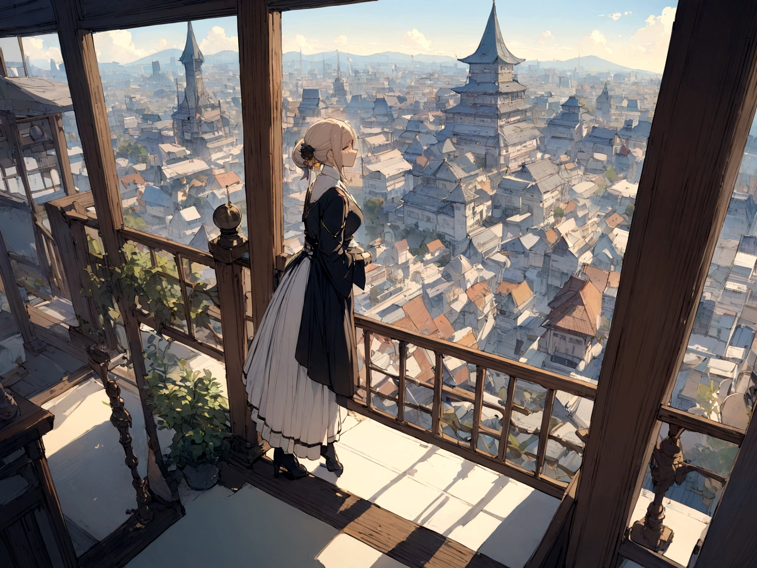 A perfect future city It is written in Japanese There is a balcony Highest quality Masterpiece