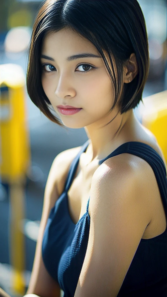 Browsing Caution、Japanese、Face in the 20s、Idol&#39;s face、Cute face、Gray business suit、Mini skirt suit, Similar breasts&#39;It&#39;s about to burst、Super bursting chest、thin、thin waist、One Girl、8K、Best image qualityUltra high resolution(Photorealistic)、Masterpiece symmetrical high resolution RAW color professional close-up photo 、(High resolution face:1.1)(Cleavage:1.2)、Japanese face、Blurred Background、thinピンク色のリップ、Good lighting、Gal Makeup、Flashy makeup、thin pink lips、Moisturized lips、Heavy makeup、Wavy Hair、Medium Hair、Silver Hair、Silver Hair with asymmetrical bangs、double eyelid、Sunburned skin、Japanese face、Brown Skin、Gal-style long necklace、Gal style bracelet、Gal Accessories、Fancy earrings、Body Piercing、whole body、Laughter、By the pool、Resort、Brown Skin、Black gal、Sexy pose、Naughty pose、Chest Focus、whole bodyエスビアン、Beautiful breasts、Big Breasts
