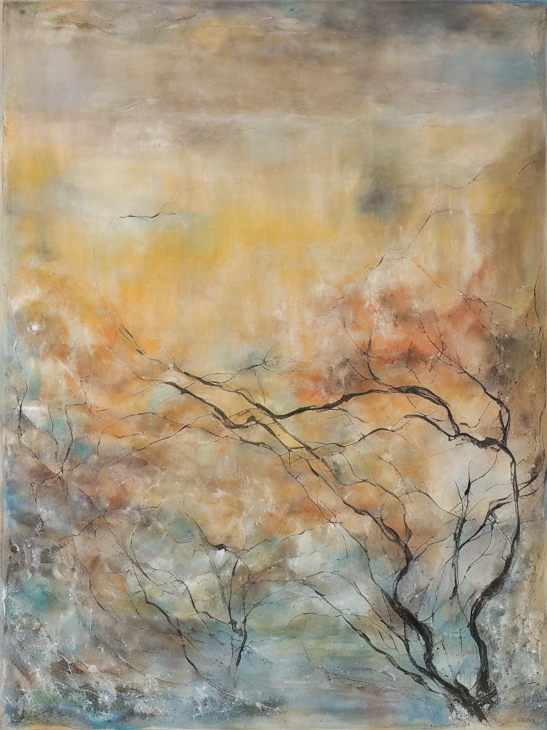 Zao Wou-Ki style with a dash of mixed media art