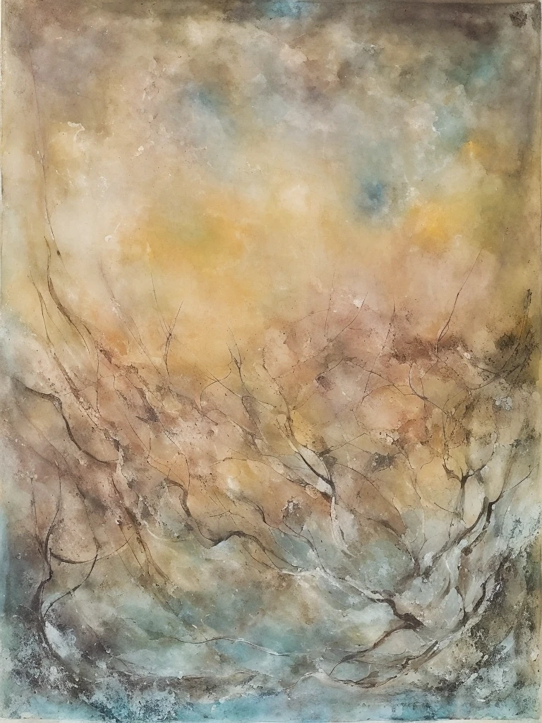 Zao Wou-Ki style with a dash of mixed media art