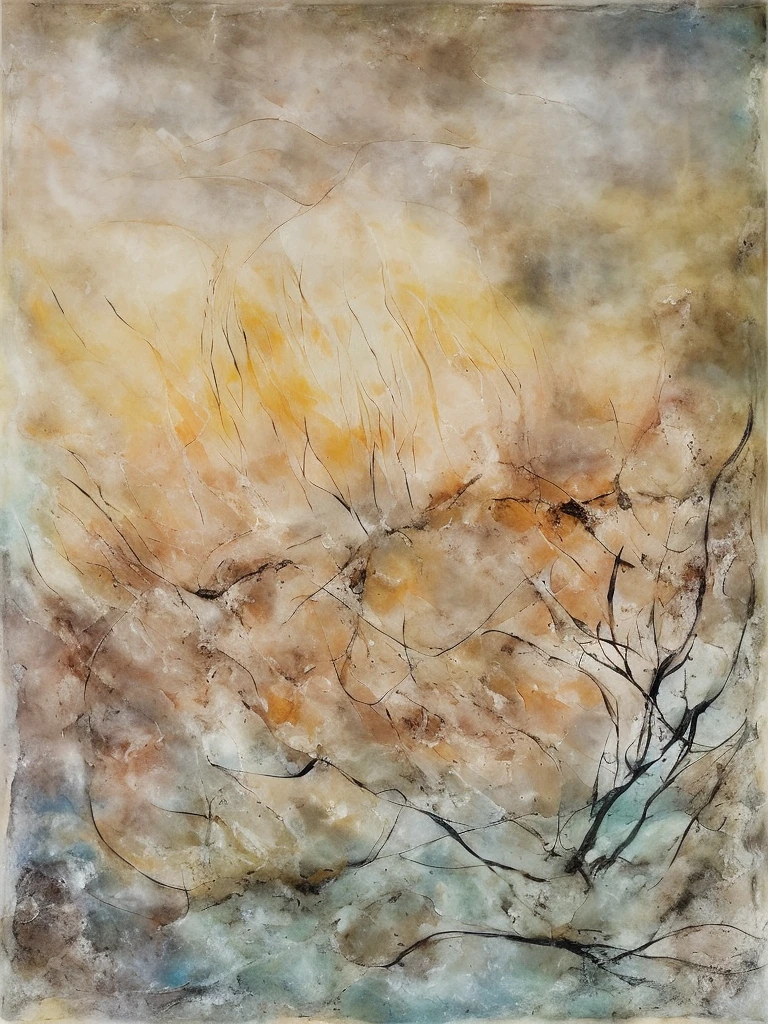 Zao Wou-Ki style with a dash of mixed media art