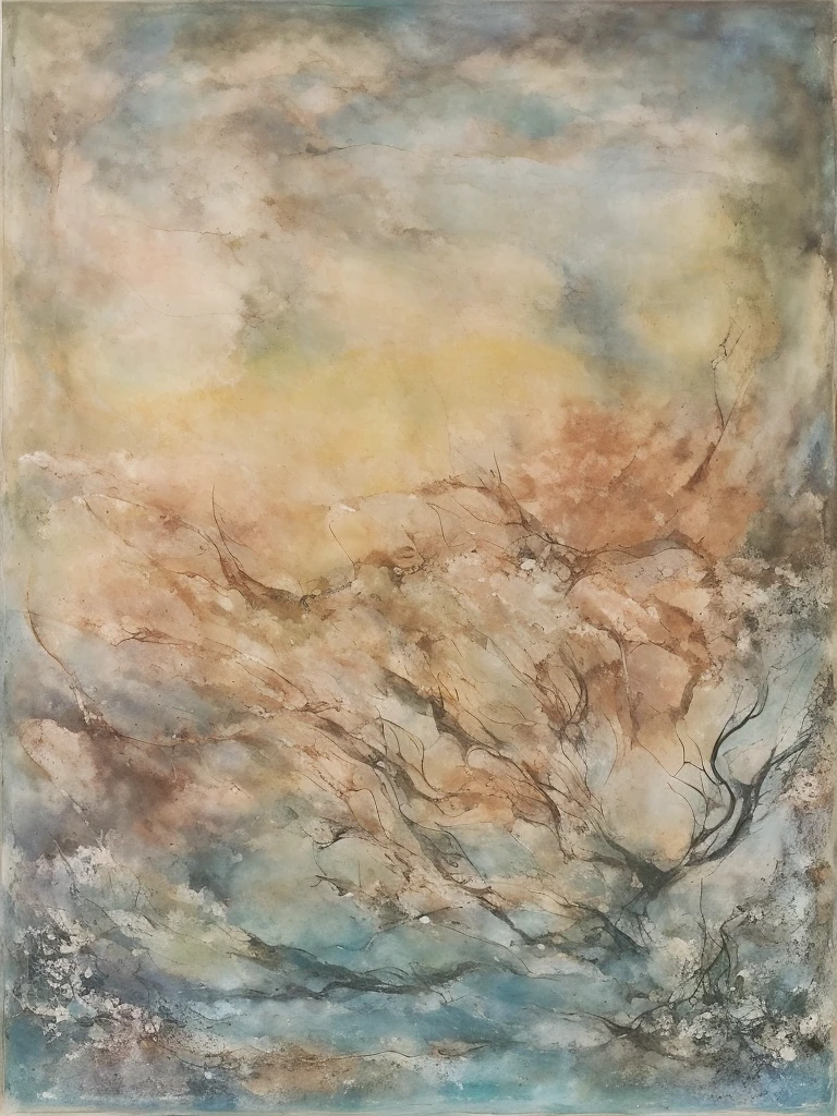 Zao Wou-Ki style with a dash of mixed media art