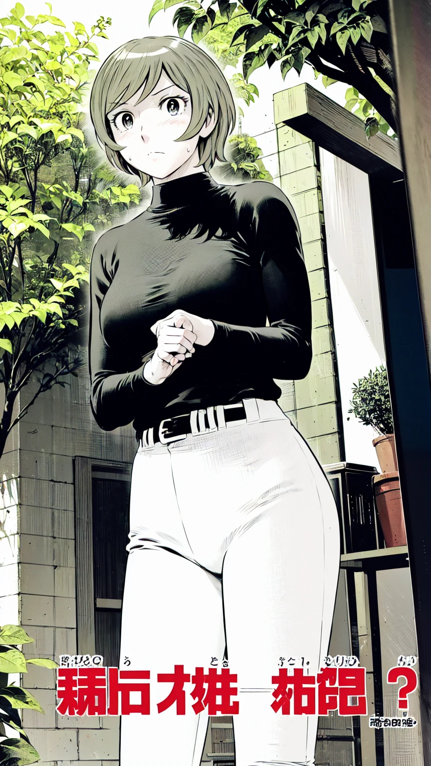 (野球uniform:1.2),
Blonde Hair, (short hair:1.2),Long sleeve, Black Shirt, turtleneck,White trousers、uniform、Black belt、((Illustration of people))、Big 、
View Audience,, (Highest quality:1.3),One Girl, White pants、uniform、Outdoor、baseball ground、ground、soil、blue eyes、Tight black shirt、(masterpiece、Highest quality)、Highest quality, Ultra-high resolution, (((masterpiece))), alone, Sweat、Big eyes、Big Breasts、One Girl, Front view、Embarrassed face、Bronze colored hair、((short hair))、Stand up straight