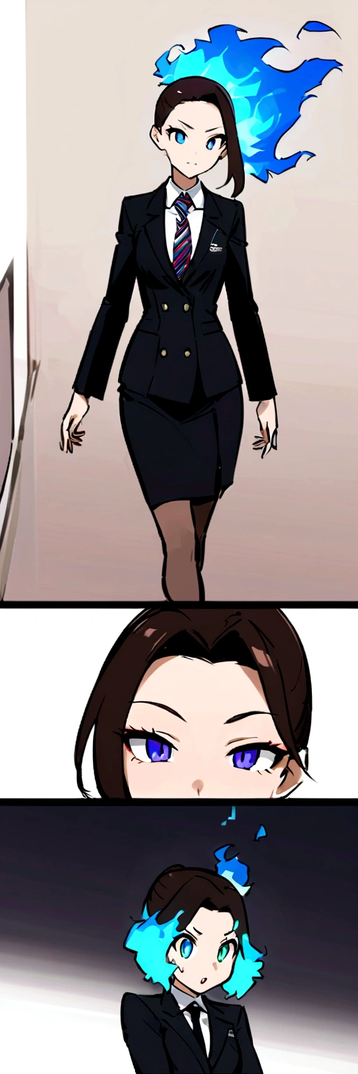 Dnd, fire ganassi, secretary, animated female, flat chested, fiery hair