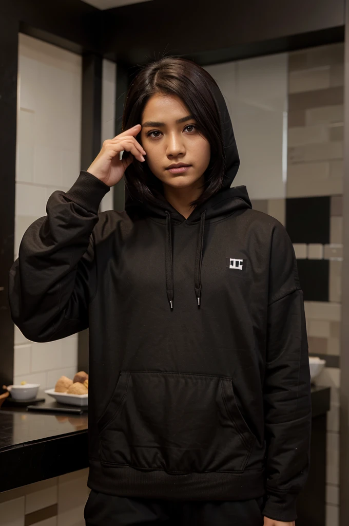 laki laki rambut coklat mata hitam tanduk pitih hoodie putih celana hitam , minecraft