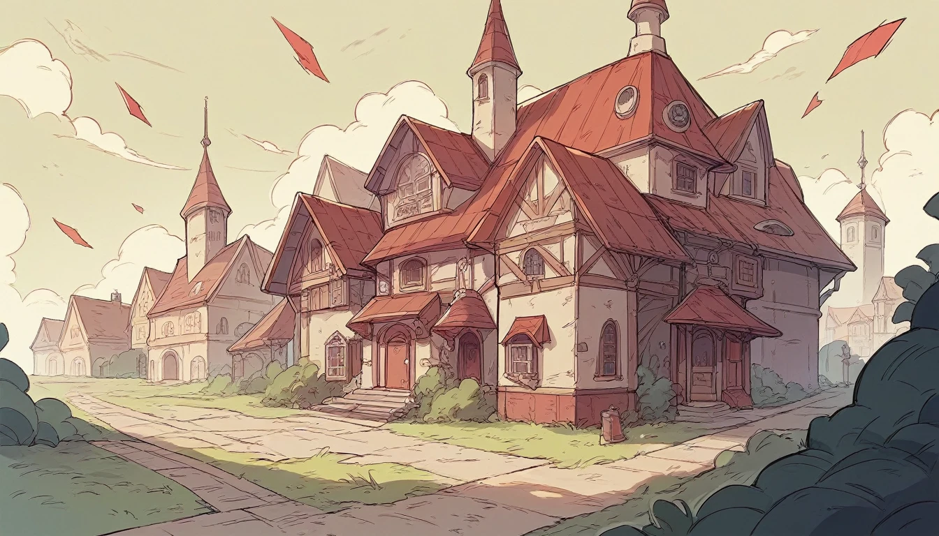photograph of a fantasy, futuristic city with Dome-style buildings and houses or Dragon Ball-style houses, pains that stand out, primary and secondary