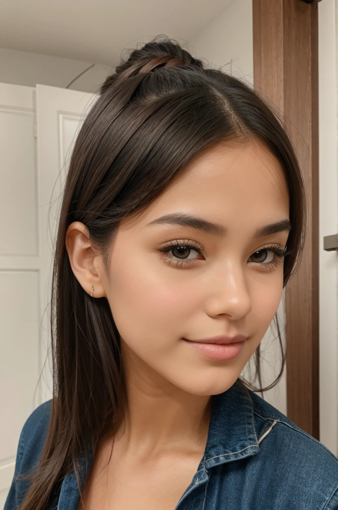 A beautiful girl with flat nose