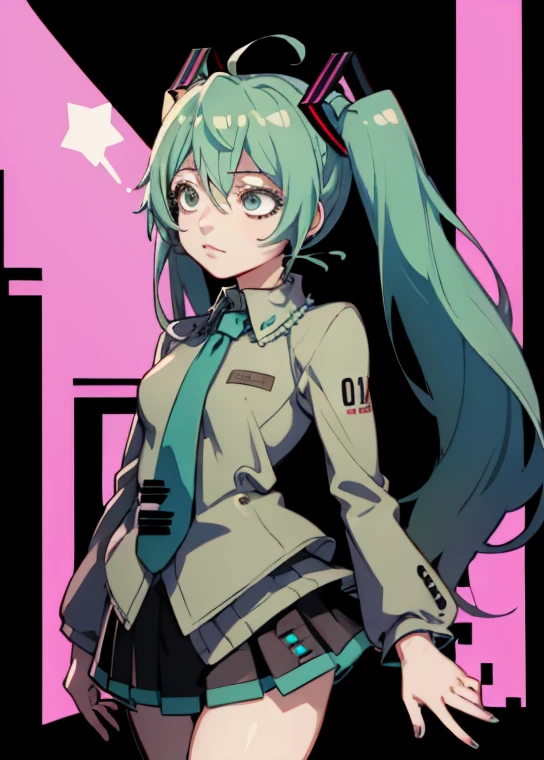 1girl, Hatsune Miku, Cowboy shot,