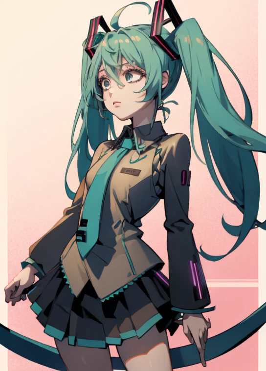 1girl, Hatsune Miku, Cowboy shot,