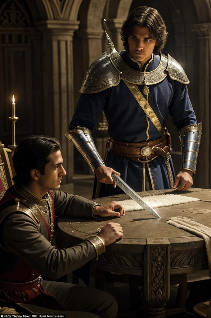 In the ancient times of Britain, A young man named Arturo finds a mysterious sword embedded in a rock., with an inscription that says: "Only the true king of Britain will be able to draw this sword". Although many nobles and knights try without success, Arturo, a simple squire, manages to extract the Excalibur sword with ease, thus revealing his destiny as the future king. With the help of the wizard Merlin, Arturo becomes a legendary leader, forging the round table and defending Britain against its enemies, while Excalibur, the sword that only he can wield, becomes a symbol of his divine right to the throne.