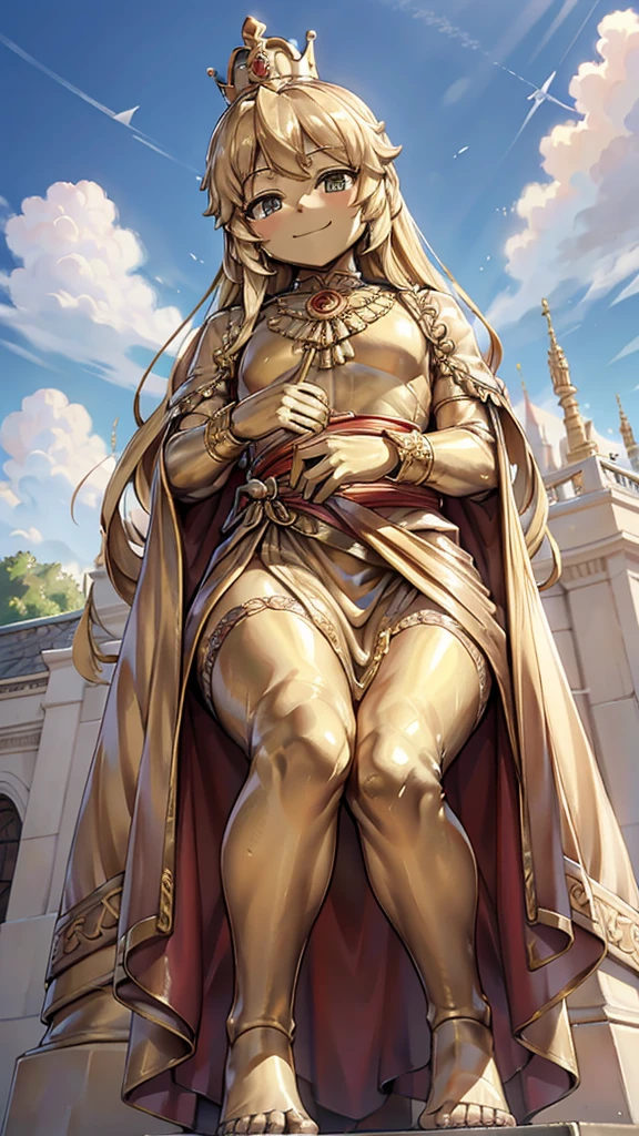 王子的Gold statue,Prince style,Prince costume,宫廷Dress,Gold statue,男孩的Gold statue,带着黄金冠冕的Gold statue,脚边停着一只燕子的Gold statue,Golden Boy Statue,Gold statue,Long hair,Dress,Dress,西式宫廷男士Dress,Cute boy,British style,Victorian style,crown,crown,Golden Boy Sculpture,Golden Boy Statue,Gold statue,Gold statue,Giant golden statue,Giant golden statue,Outdoor Background,Smiling statue,Close-up above the waist