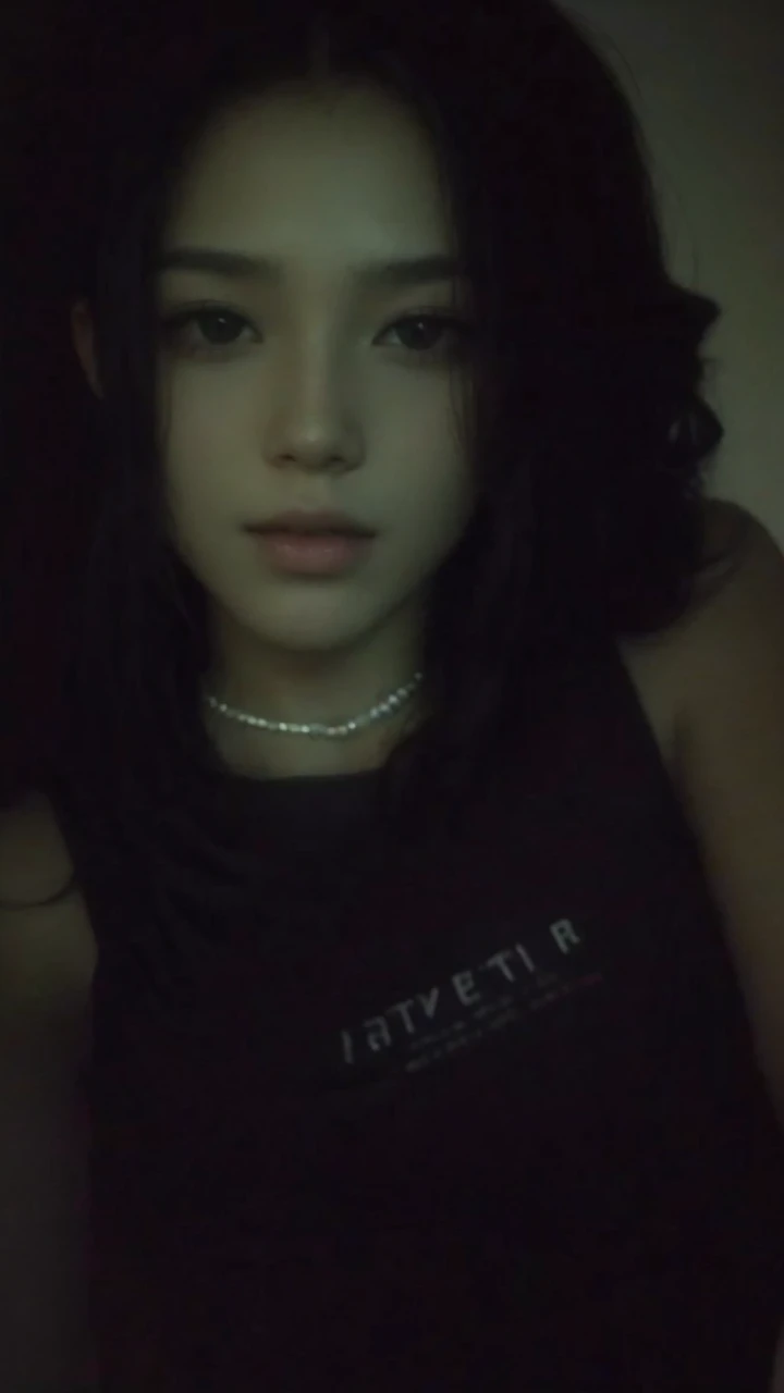 change your hair for straight, black, with forehead-length bangs, hair.