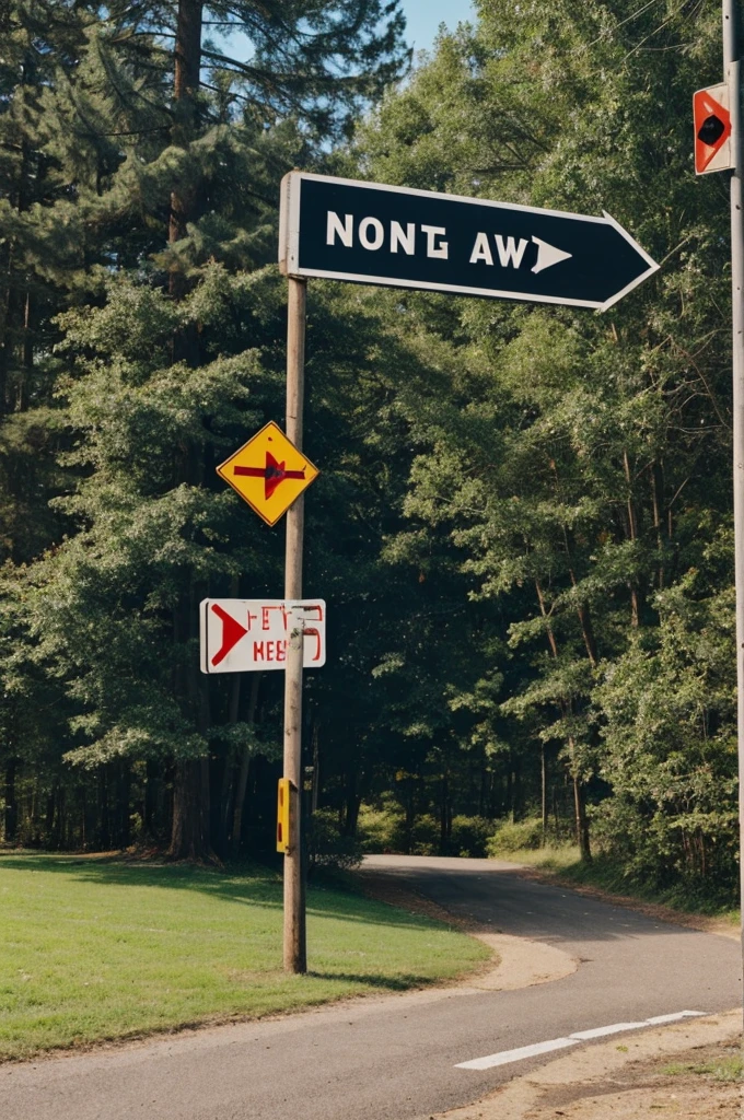 An arrow-shaped sign with nothing written on it