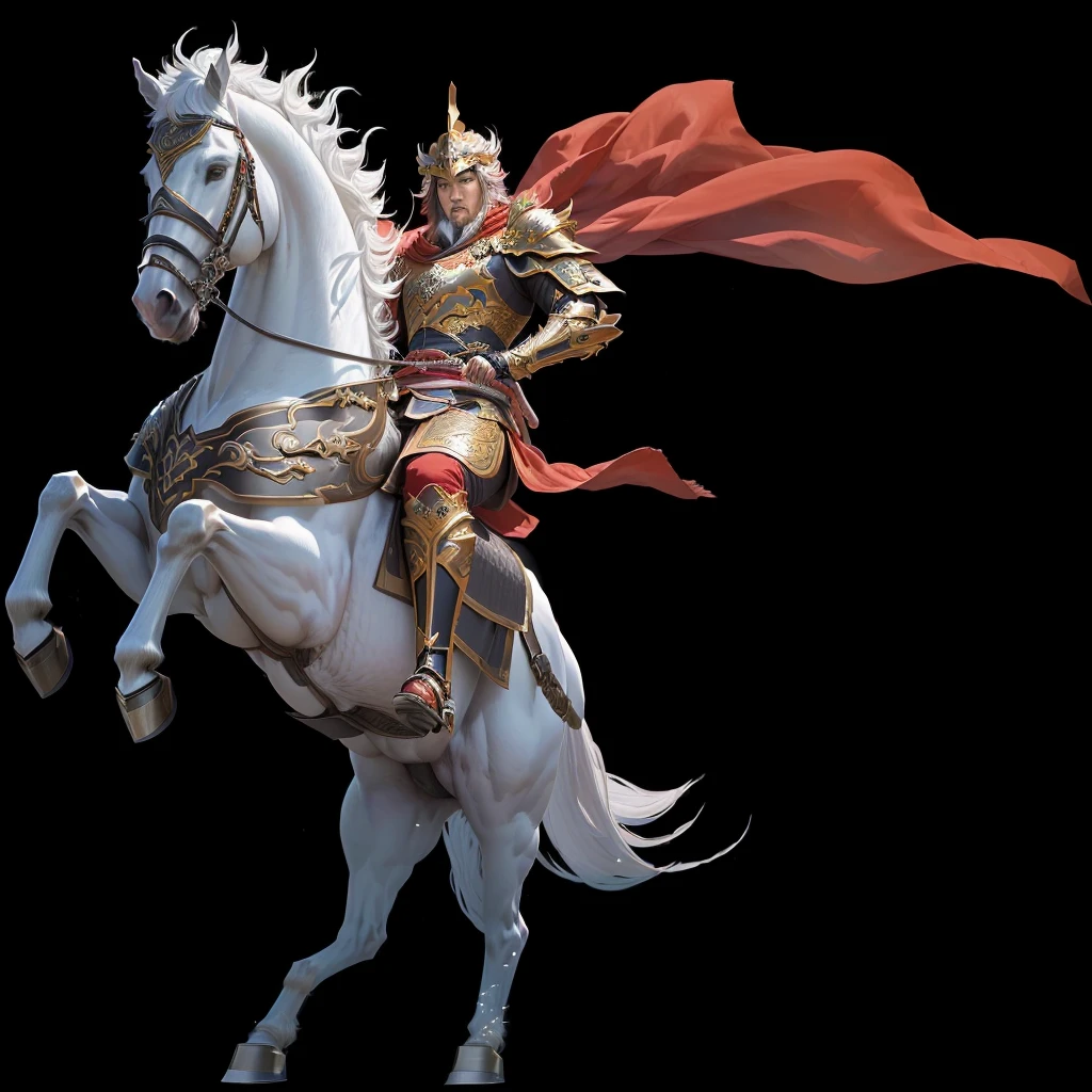 There was a man riding a horse,Draped in a red cloak, zhao yun, heise jinyao, Keqing from genshin impact, guan yu, Horse Warrior, xianxia hero, 《Genshin Impact》Zhongli, Inspired by Huang Shen, author:Yang J, An epic and magnificent fallen businessman, Gold Paladin, Genshin Impact角色