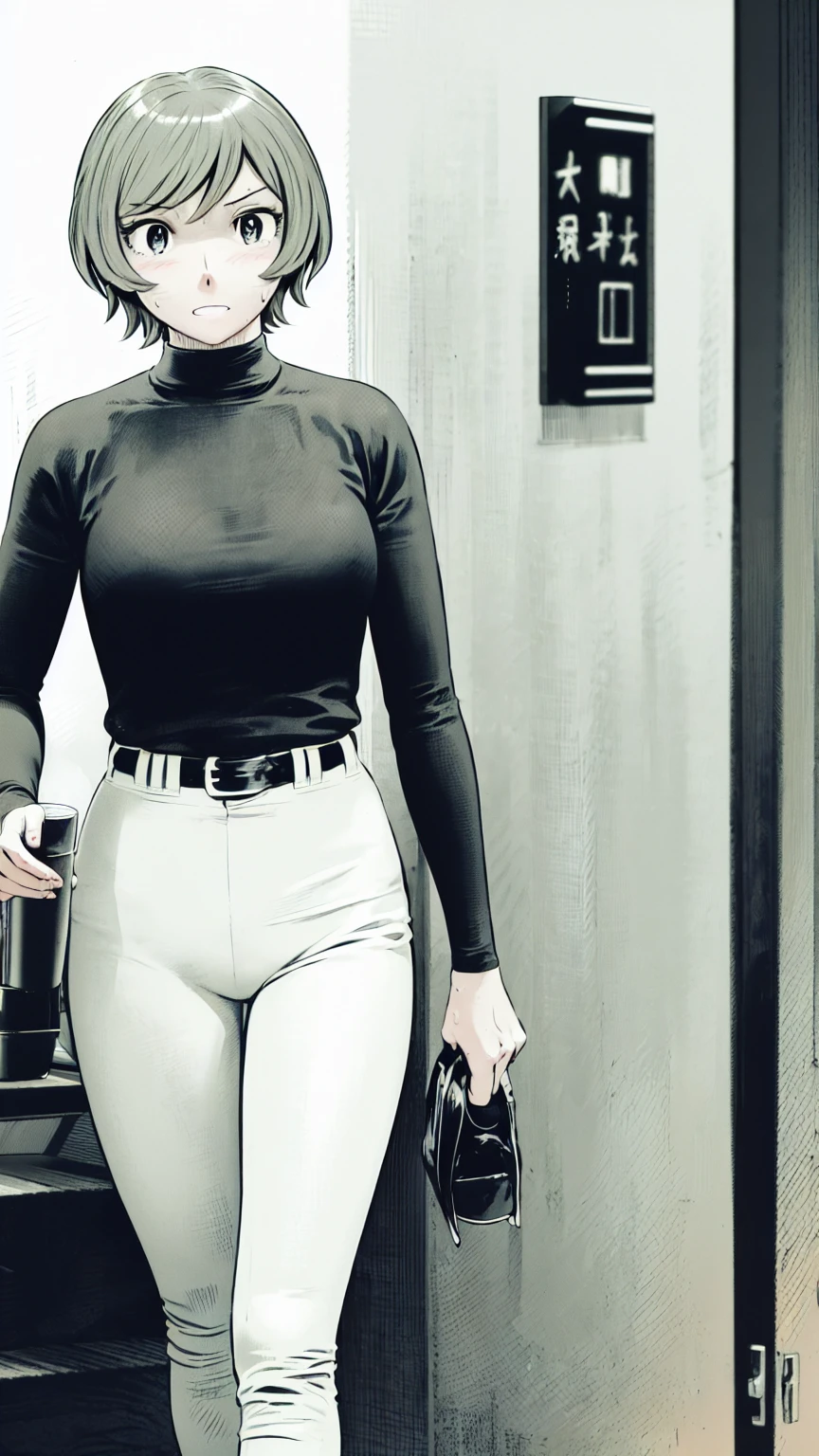 (野球uniform:1.2),
Blonde Hair, (short hair:1.2),Long sleeve, Black Shirt, turtleneck,White trousers、uniform、Black belt、((Illustration of people))、Big Boobs、
View Audience,, (Highest quality:1.3),One Girl, White pants、uniform、Outdoor、baseball ground、ground、soil、blue eyes、Tight black shirt、(masterpiece、Highest quality)、Highest quality, Ultra-high resolution, (((masterpiece))), alone, Sweat、Big eyes、Big Breasts、One Girl, Front view、Embarrassed face、Bronze colored hair、((short hair))、Stand up straight