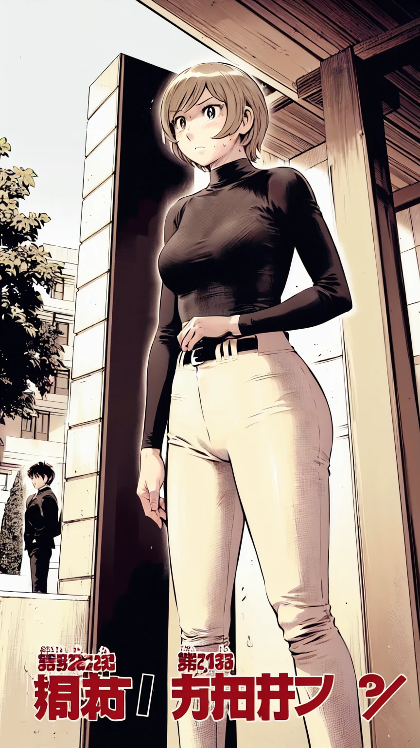 (野球uniform:1.2),
Blonde Hair, (short hair:1.2),Long sleeve, Black Shirt, turtleneck,White trousers、uniform、Black belt、((Illustration of people))、Big 、
View Audience,, (Highest quality:1.3),One Girl, White pants、uniform、Outdoor、baseball ground、ground、soil、blue eyes、Tight black shirt、(masterpiece、Highest quality)、Highest quality, Ultra-high resolution, (((masterpiece))), alone, Sweat、Big eyes、Big Breasts、One Girl, Front view、Embarrassed face、Bronze colored hair、((short hair))、Stand up straight