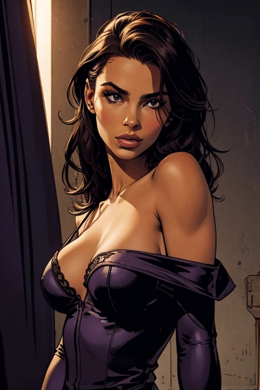 best qualityer, work of art, ultra high resolution, (photorrealistic:1.4), CRU photo, 1 girl, Off The Shoulder, in dark, deep shadow, subtle, cool light, skin detailed