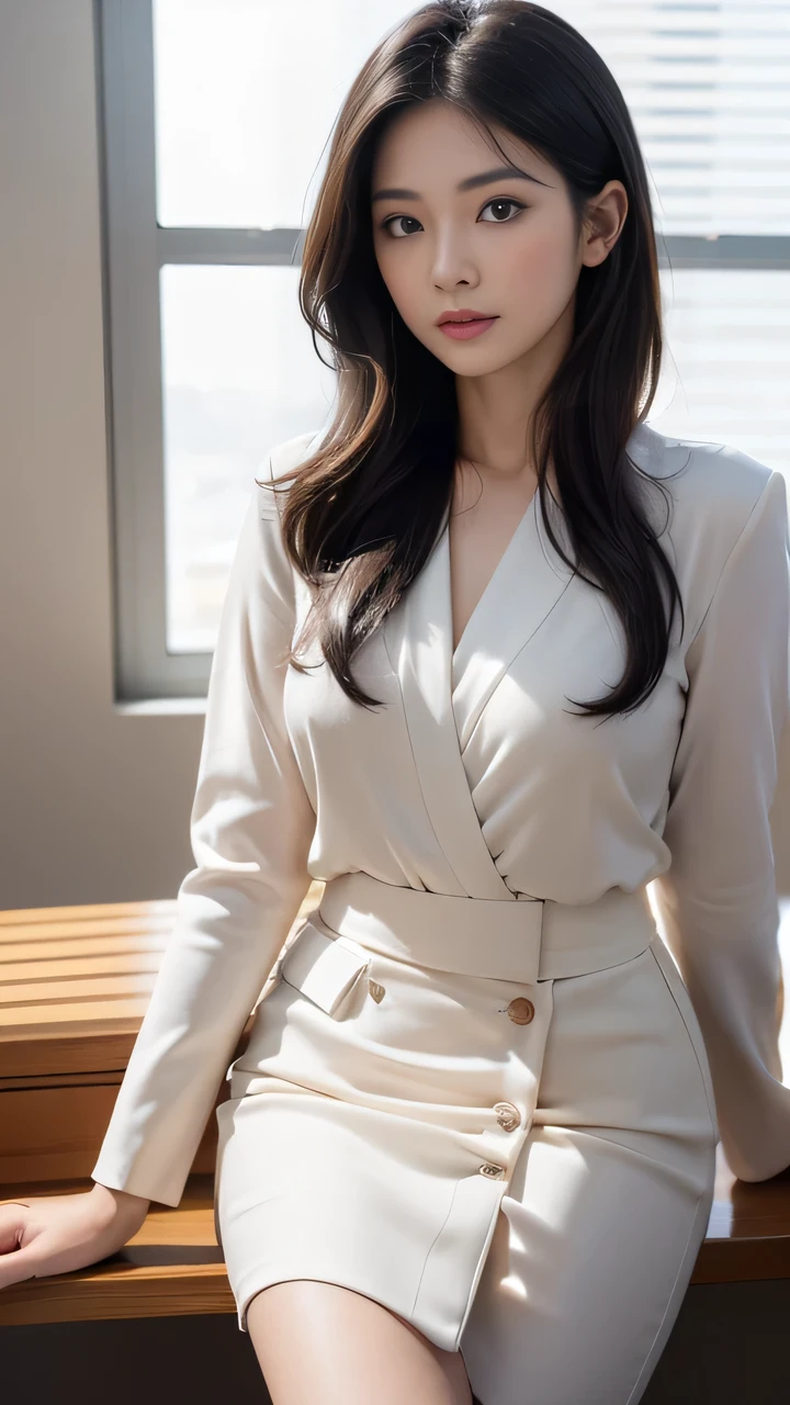 wear a suit　female office worker　Japanese women in their early 40s　female company boss　A black-haired one　shortcut　city center　Beauty　beautiful woman　looks very strong　shiny skin　Best quality、masterpiece、(Realism:1.4) (Perfect proportions)(Photo-realistic)(best quality) 　Shot with Canon EOS R5, 50mm lens, F/2.8, north african trade zone, (8K) (Sharp focus) 　Dressed、(Photo real:1.4)、(hyper Realist:1.4)、(Realist:1.3)、 (Smoother lighting:1.05)、(Improve lighting quality in movies:0.9)、32k、 girl with、Realistic lighting、Backlighting、face light、Ray Tracing、(Brighter Lights:1.2)、(quality improvement:1.4)、 (Top quality real texture skin)、Fine Eyes、Facial details are more delicate、Glowing skin　Anatomically Correct Body Shape