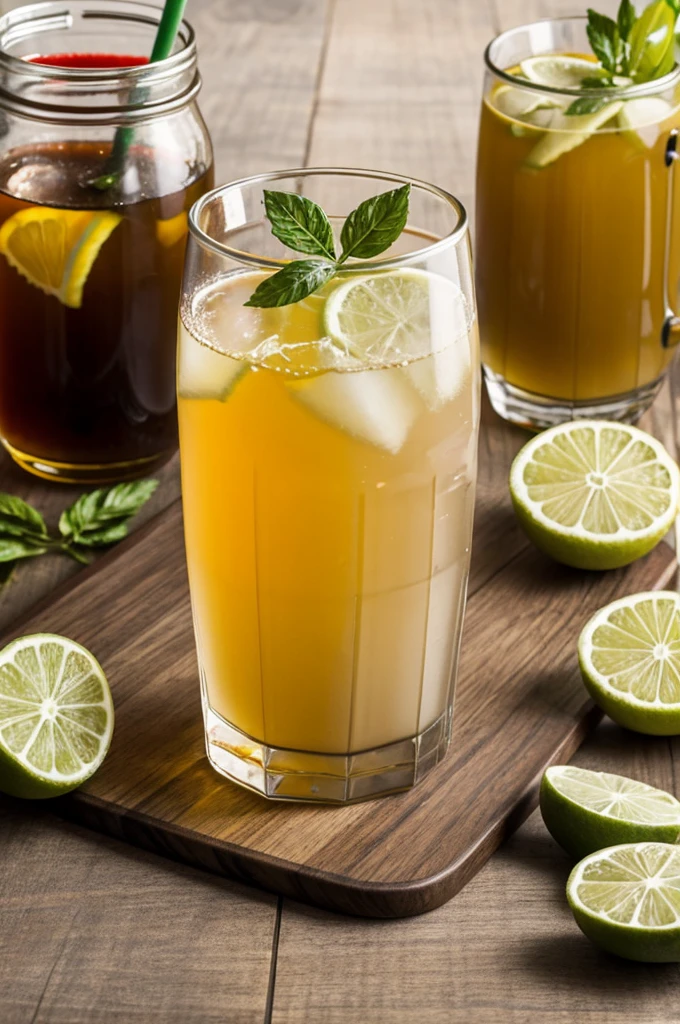 Create an image of the 4 ethnic drinks of El Salvador in 12-ounce glass containers
