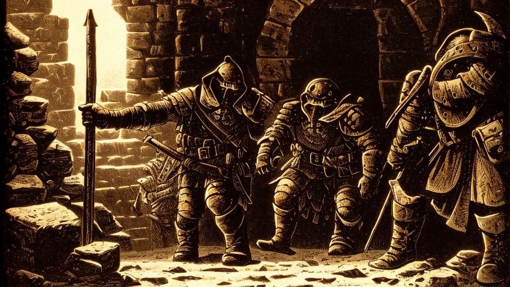 Knight Trudging through a dark dungeon.