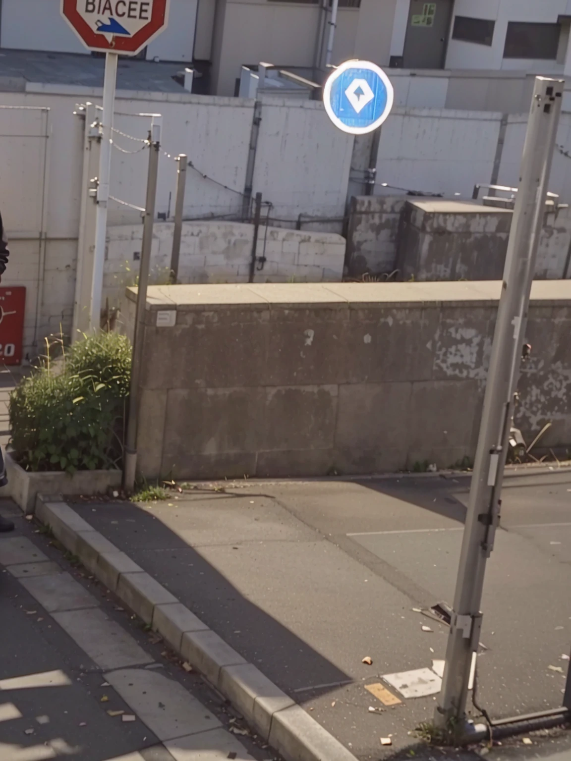 There is a man walking down the street with a suitcase., low quality footage, very very low quality picture, still video, low quality video, Person in the foreground, taken in the early 2020s, very very low quality, standing in an alley, masked person in the corner, realistic footage, set in the parking lot of the bank of tokyo, looking around a corner