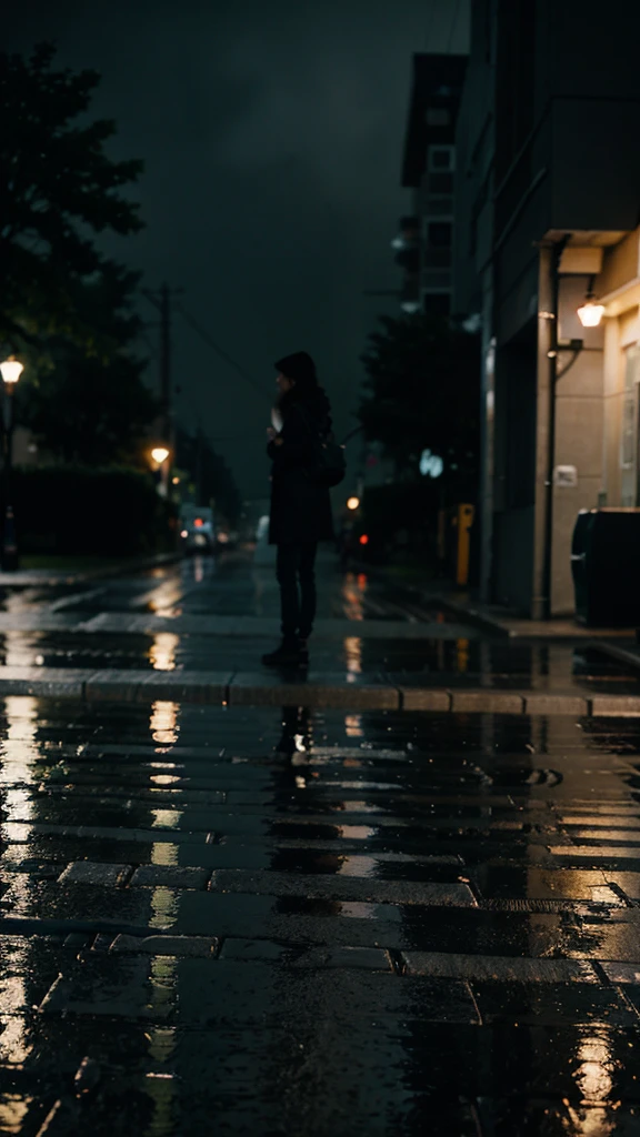 City of night　Rain-soaked sidewalk